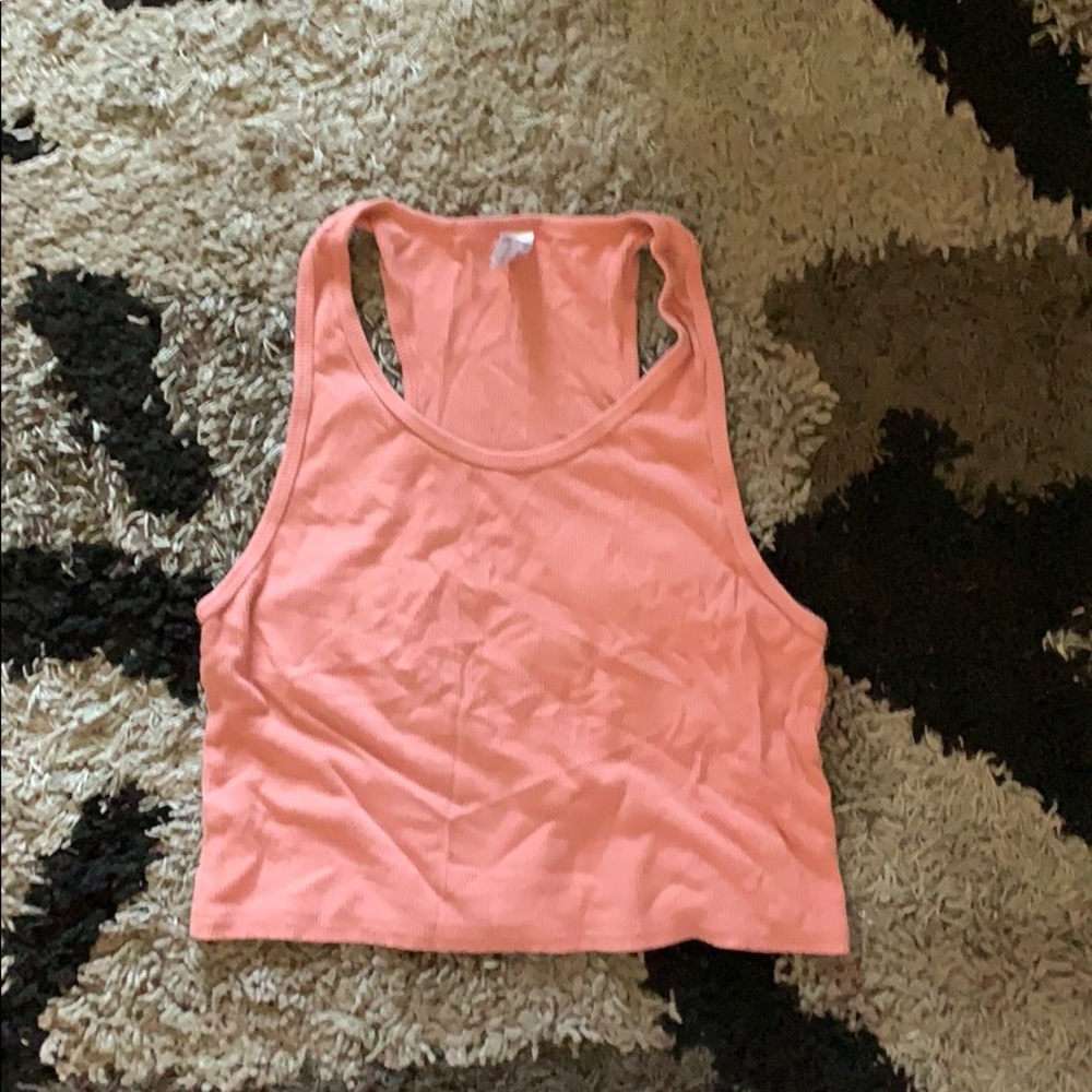 pink ribbed american apparel racerback tank top